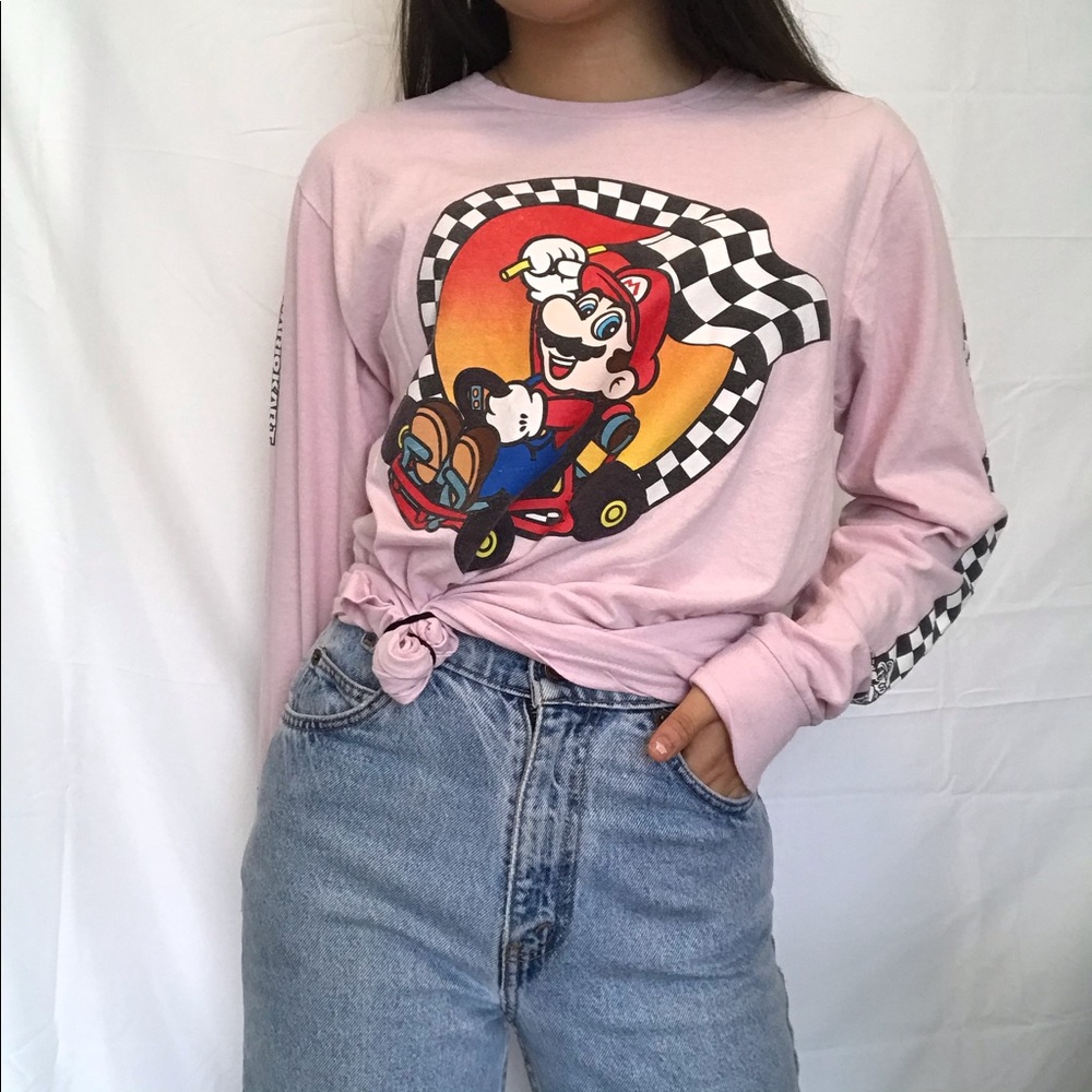 MARIO KART NINTENDO light pink long sleeve